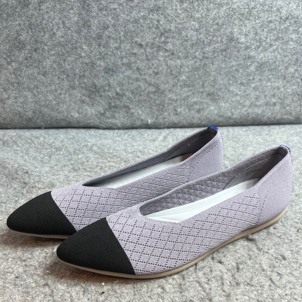 Comfort Lilac Black Knit Pointed Toe Cap Toe Flats Shoes Womens Size 9